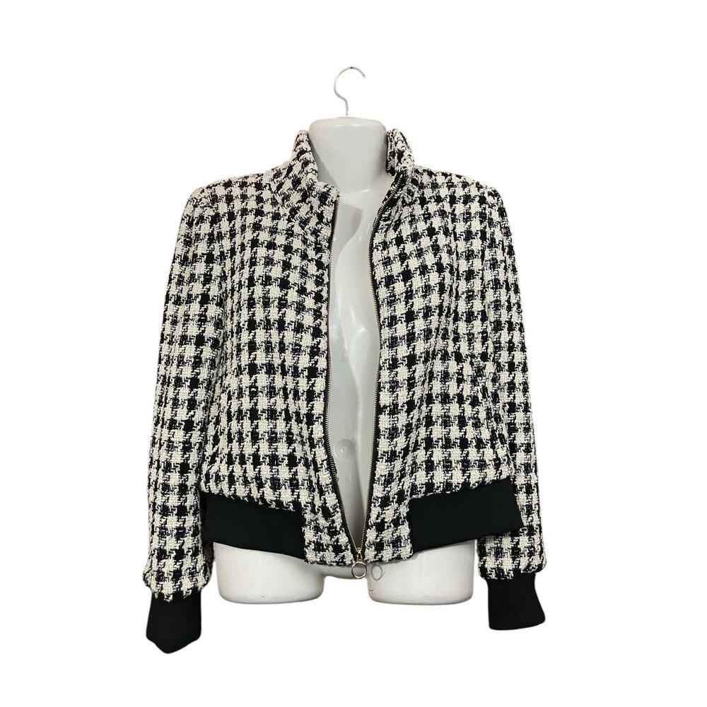 Generation Love Women's Blk/Cream Logan Metallic Sparkle Zip Dressy Jacket SZ L - Picture 4 of 10